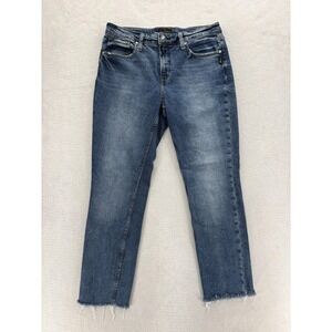 Silver Jeans Womens 31x28 Blue Mid Rise Straight Leg Raw Hem Ankle Denim Grunge